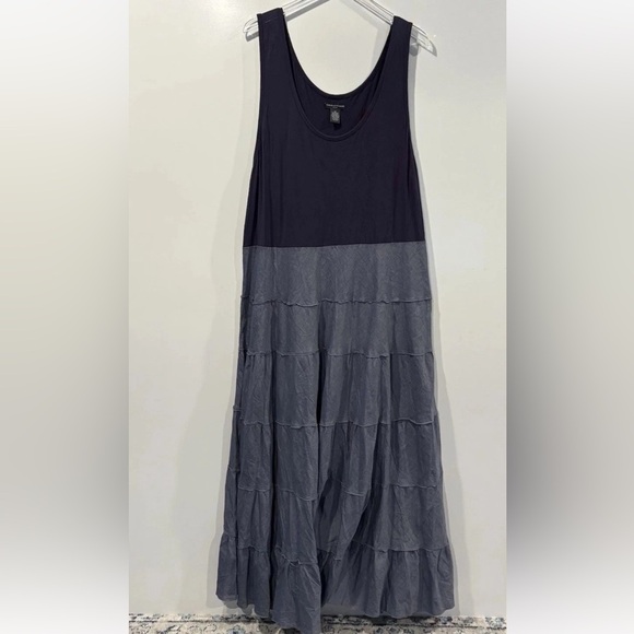 Chelsea & Theodore Womens Blue Chambray Tiered Maxi Dress Plus Size 2X - Picture 2 of 6